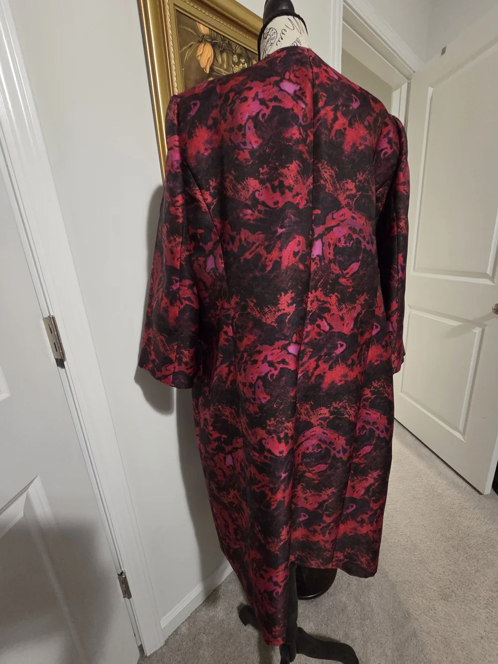 Kasper Red and Black Abstract Lined Jacket - Picture 2 of 5